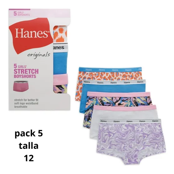 Hanes Pantaletas, Pantys Para Niñas Paquete 5 Unidades