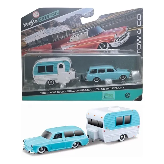 Miniatura Em Metal - Carro + Trailer - Tow & Go 1/64 Maisto