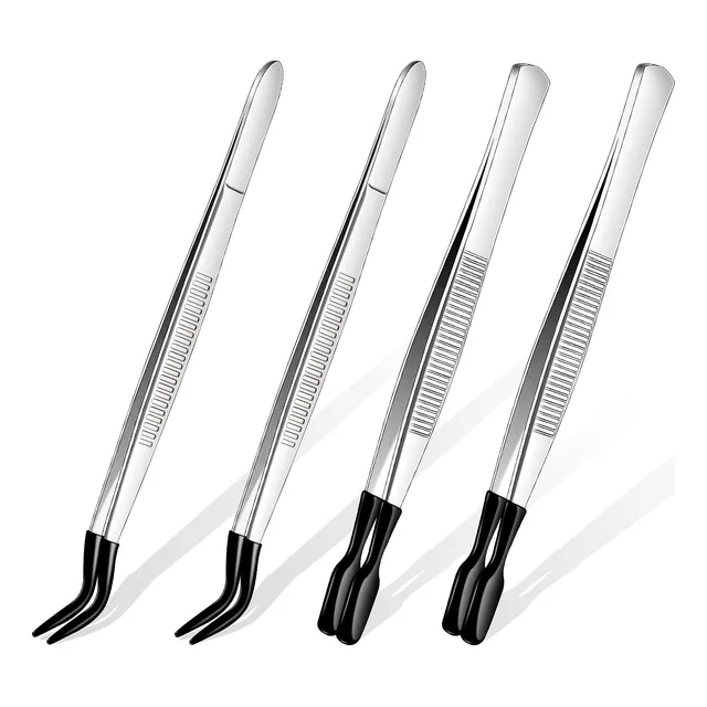 4 Pinza Pvc Recubierta Larga Punta Curvada Para Manualidad
