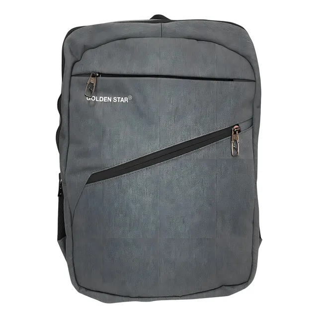 Mochila Universitaria Con Porta Laptop Golden Star Color Gris Oscuro Diseño De La Tela Liso