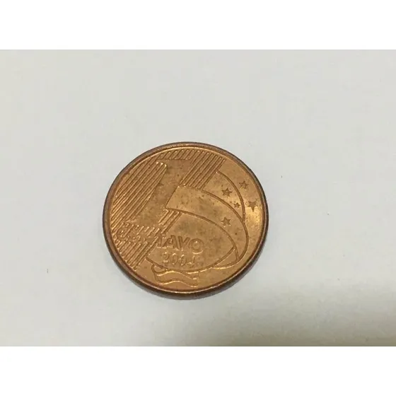 Moeda Um Centavo Aço Cobre 2004 Reverso Invertido