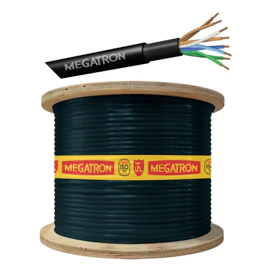 Cabo Lan Cat5e Preto Megatron F/utp 4px24awg Capa Dupla 50m