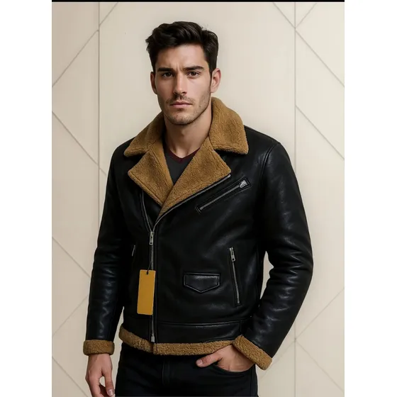 Campera Gamulan Ecocuero Con Corderito Hombre M Al 2xl