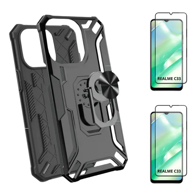 Case Bumper Para Realme C33 + 2 Micas / Funda De 2 Piezas