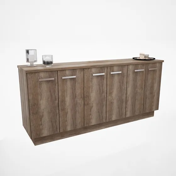 Bahiut Comoda Mueble Con Cajones 6 Puertas Vajillero Delos DL854FC Color Roble Negro