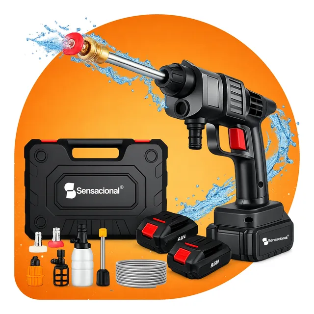 Lavadora Lava Jato Portátil De Alta Pressão Com 2 Baterias Preto 127/220v 50hz/60hz