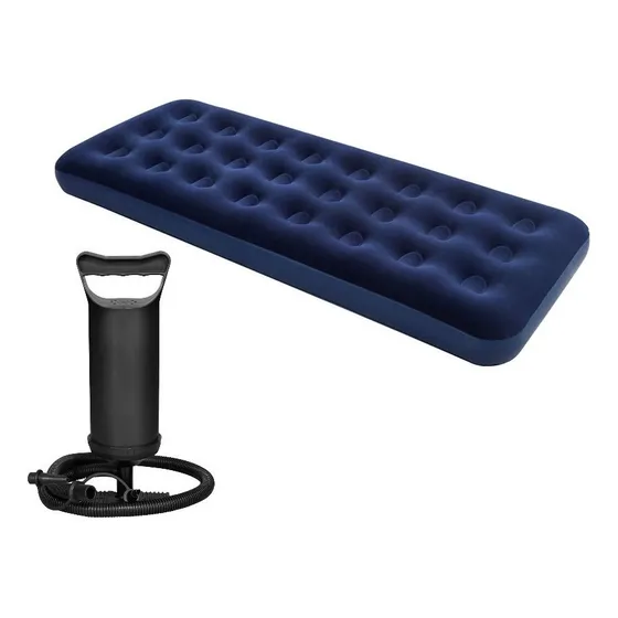 Colchón inflable I-World 1 Plaza + Inflador 1 plaza color azul de 76cm x 185cm x 22cm