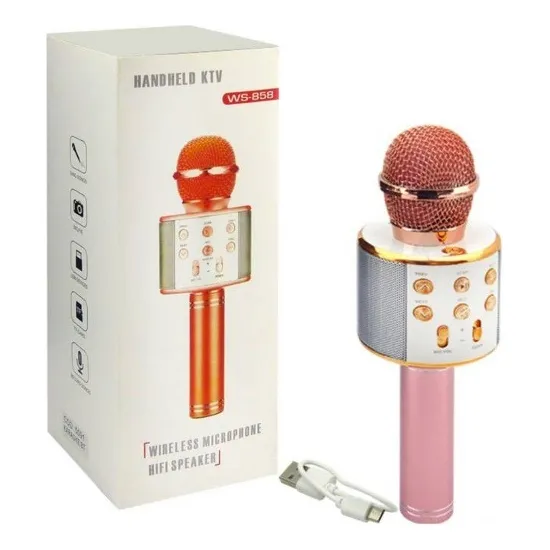 Microfono Karaoke Parlante Bt Recargable Colores Ws-858