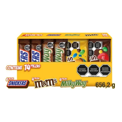 Chocolates Surtidos Snickers, Milky Way ,m&m's 14 Piezas