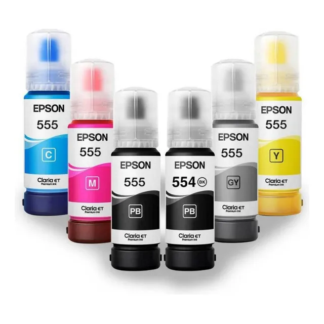 Kit 6 Botellas Tinta Epson T554 T555 L8160, L8180 Originales Kit