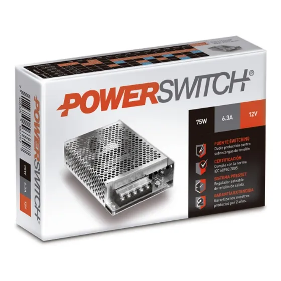 Fuente Macroled  Power Switching Metalica 12v -75w -6.3a 