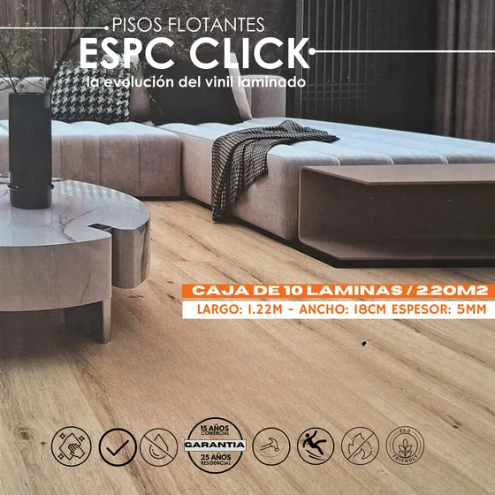 Piso Vinil Flotante  Espc Click Alto Tráfico Comercial