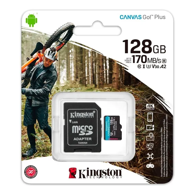 Tarjeta Microsdxc Kingston Canvas Go Plus 128gb, A2, U3, V30