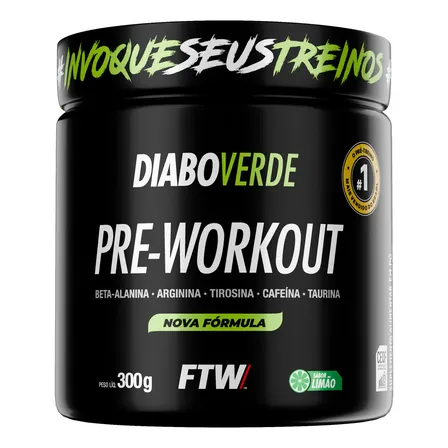 Suplemento Em Pó Pre Treino Pre Workout Pote 300g Sabor Limão Ftw - Diabo Verde