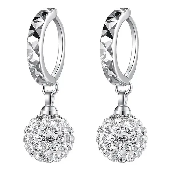 Aretes De Aro De Bola De Princesa De Cristal Para Mujer