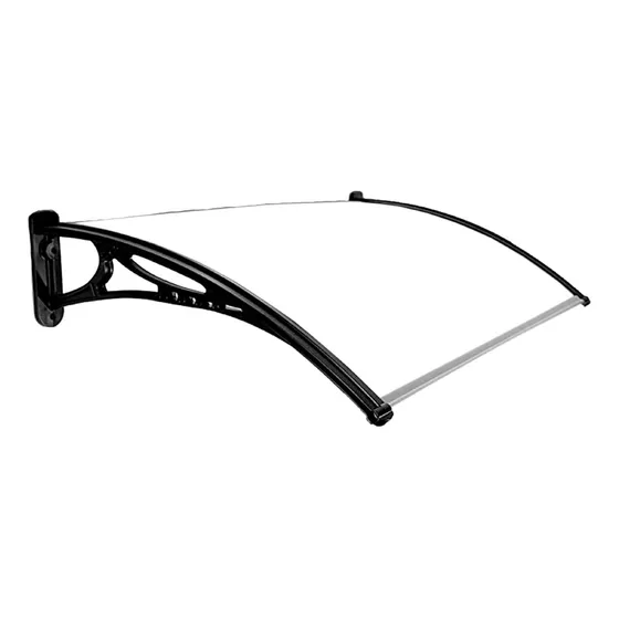 Alero Policarbonato Transparente Y Soporte Negro 1.2 X 0.8 M Color Blanco