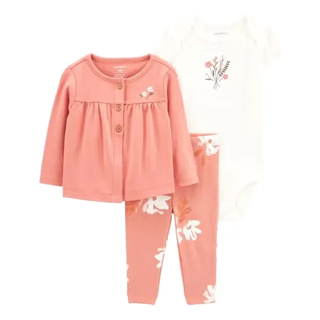 Set De 3 Piezas Carters Cardigan Rosa 12m