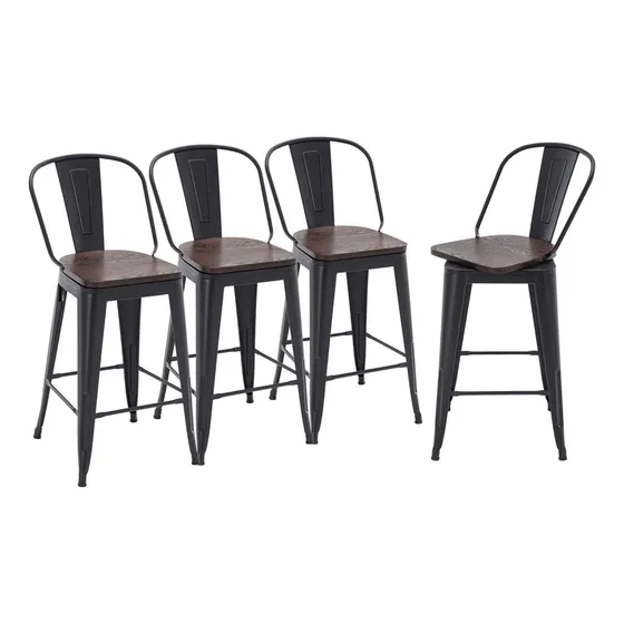 Haobo Home Taburete Bar Giratorio Metal Respaldo Alto Juego