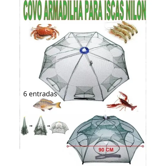 Covo Armadilha De Peixes, Camarões, Siri, Lambari, Alevinos