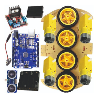 Kit Chassi 4wd Duplo Carro Robô P/ Arduino Educacional Nf-e Kit Chassi 4wd Duplo Carro Robô P/ Arduino Educacional Nf-e