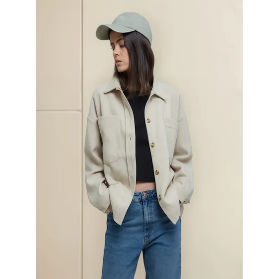 Chaqueta Para Mujer Marca Ostu Color Ivory En Viscosa #4008