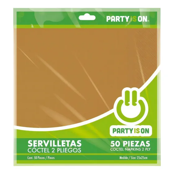 50 Pzas Servilletas De Papel Party Is On Color Dorado