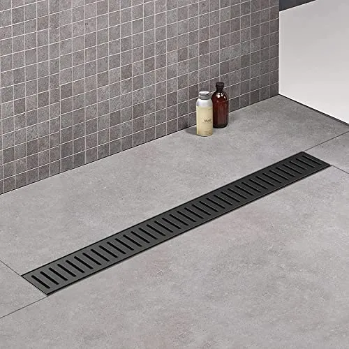 Desagüe De Ducha Lineal Elefloom, Negro, 36 Pulgadas, Blanco
