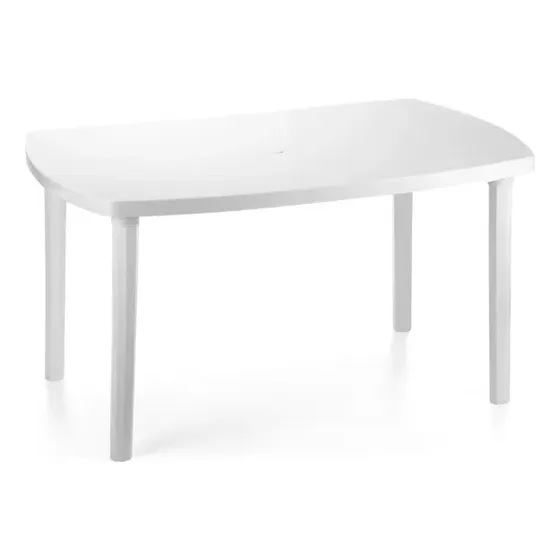 Mesa Plastica Branca Retangular 6 Lugares Grande Cadeiras