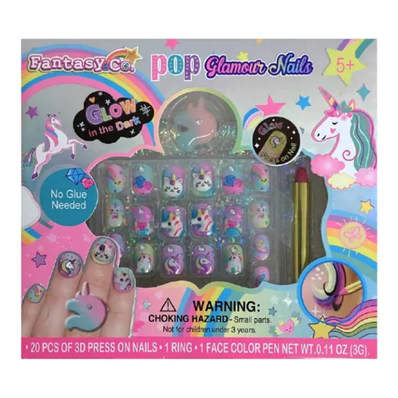 Set Uñas Postizas Para Niñas. Estilo Pop Glamour