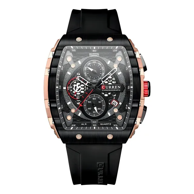Reloj Curren Luminous Quartz con calendario cronógrafo, color negro, bisel, color negro, color de fondo negro