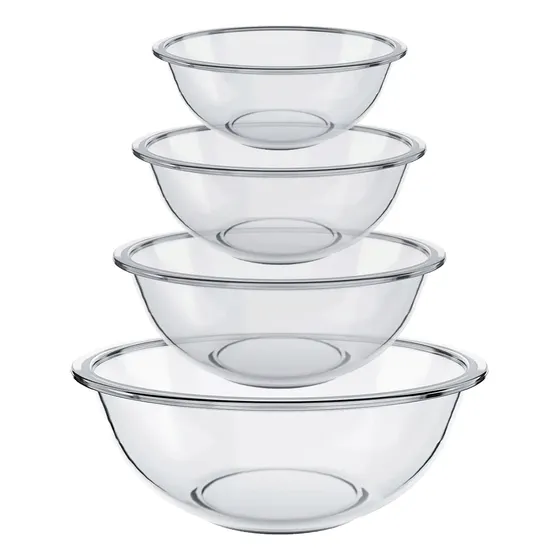 Set Juego 4 Bowls Ensaladera Marinex Vidrio Linea Plus
