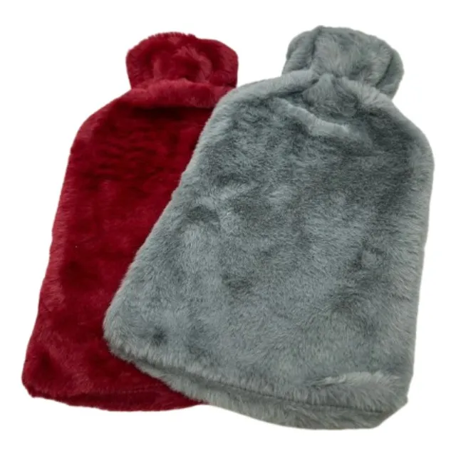 Pack X2 Bolsa De Agua Caliente C/ Funda De Felpa 1,75 Litros