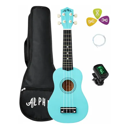 Kit Ukulele Soprano Acústico Para Iniciante Fácil Colorido Azul Celeste