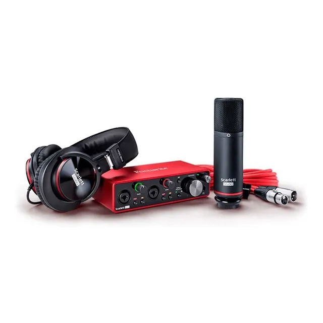 Kit De Grabacion Focusrite Scarlett 2i2 Studio 3ra Generaci Color Rojo