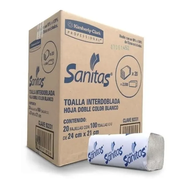 Sanita Toalla Interdoblada Con 2000 Piezas 20 Paquetes D 100