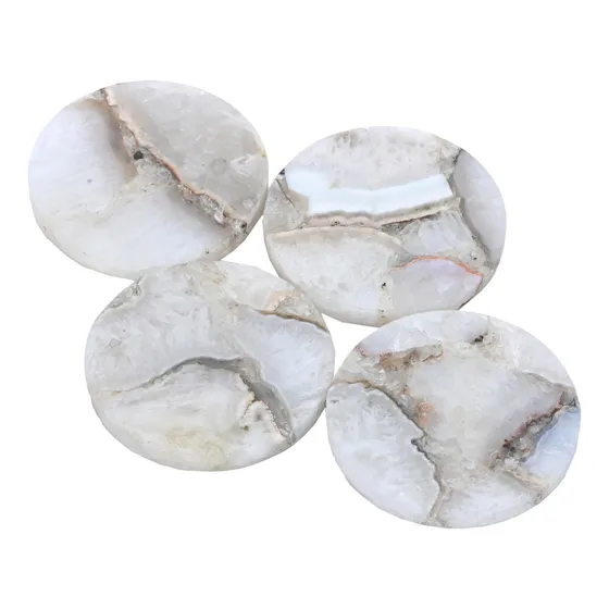 Envogue 4 Round Natural Agate Coasters Set Of 4 Luxury For