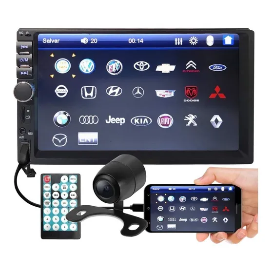 Central Multimídia Mp5 2 Din Ios Android Auto Carplay Tela 7