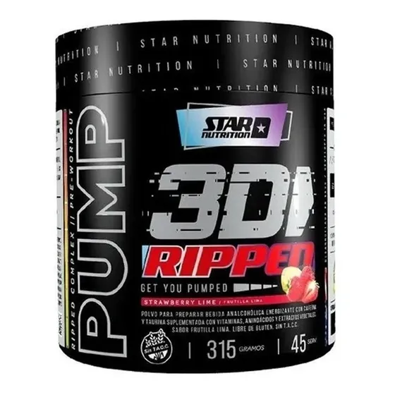 Pump 3d Ripped 315g Star Nutrition Pre Entreno Quemador