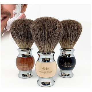 Pincel De Barbear Pelo De Texugo Escova Barba Inox Luxo Org. Pincel De Barbear Pelo De Texugo Escova Barba Inox Luxo Org.