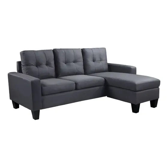 Sillon 3 Cuerpos Con Chaise - Sofa Esquinero - Living - Lcm Color Gris oscuro Diseño de la tela Liso