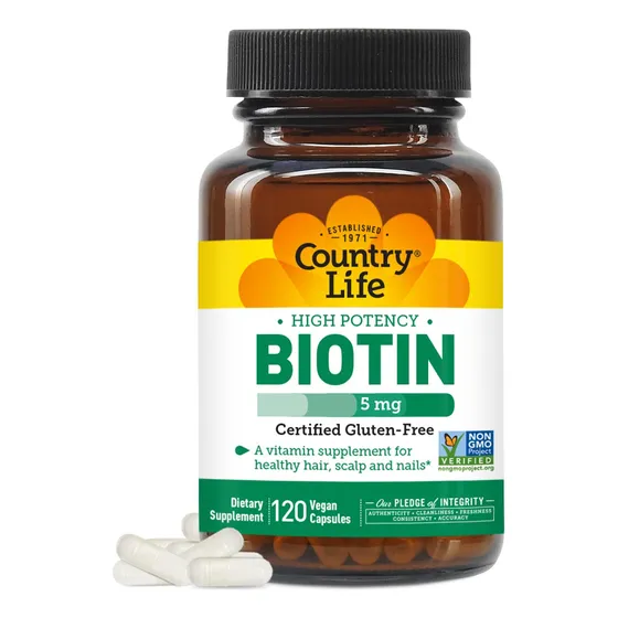Country Life Biotina Country Life Vegicaps, 5 Mg, 120 Unidad