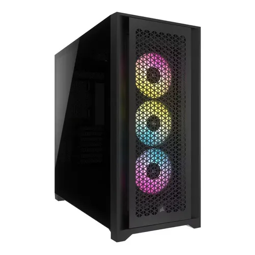 Gabinete Corsair Icue 5000d Rgb Airflow Cristal Templado Atx Color Negro