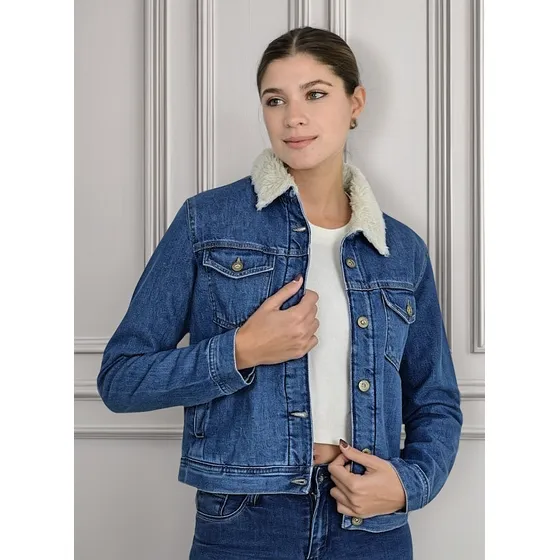 Campera Jean Con Corderito