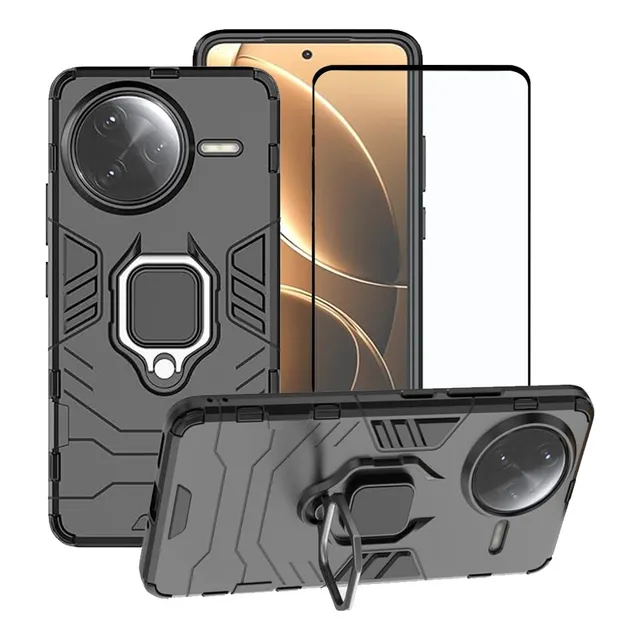 Funda Para Xiaomi Poco F7 Pro/redmi K80,uso Rudo Carcasa Anillo Soporte Silicona Tpu Armor Bumper Case + Mica