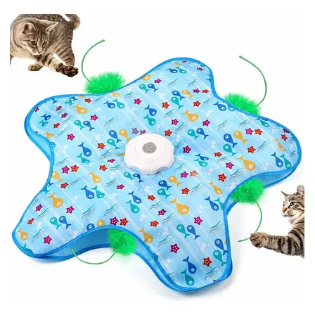 Brinquedo Interativo Gato Perseguição E Caça Movimento Penas Multicor