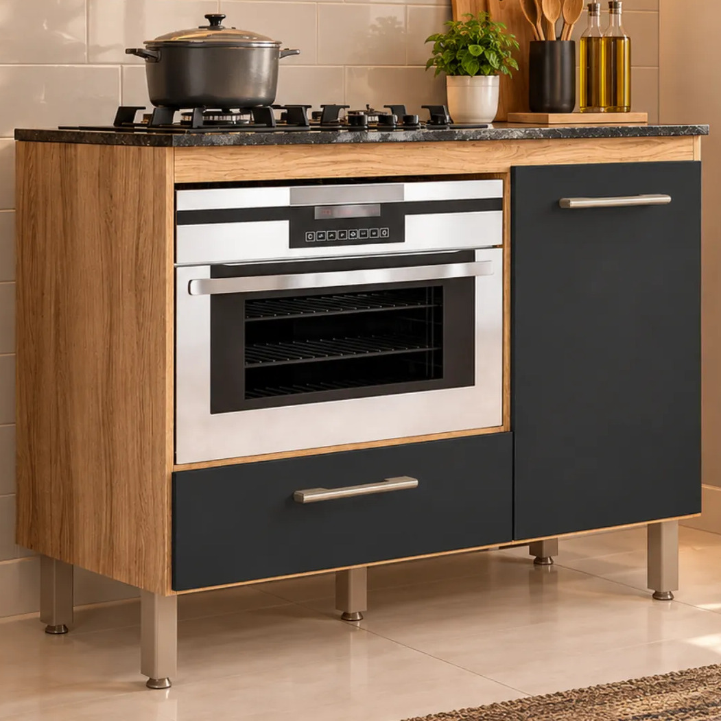 Balcão Para Cooktop 4 E 5 Bocas Évora Forno E Micro Botijão Balcão Para Cooktop 4 E 5 Bocas Évora Forno E Micro Botijão