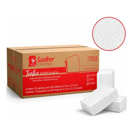 Caixa Papel Toalha Banheiro Interfolha Folha Dupla Santher ITI02