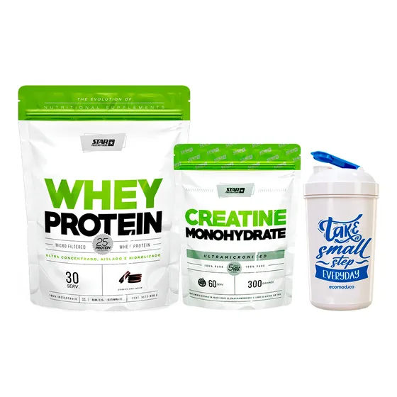 Star Nutrition Combo Whey Protein 2lb + Creatina 300g + Vaso