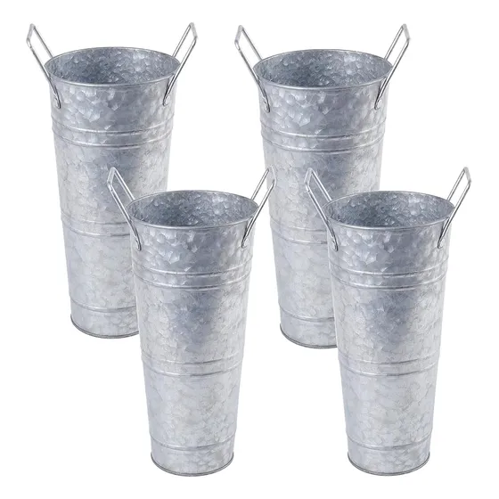 Zoofox Set De 4 Jarrones De Metal Galvanizado, Cubo Francés 