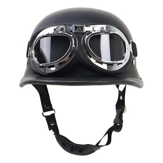 Casco De Bicicleta Eléctrica Vintage Con Gafas Color Negro Tamaño Del Casco L